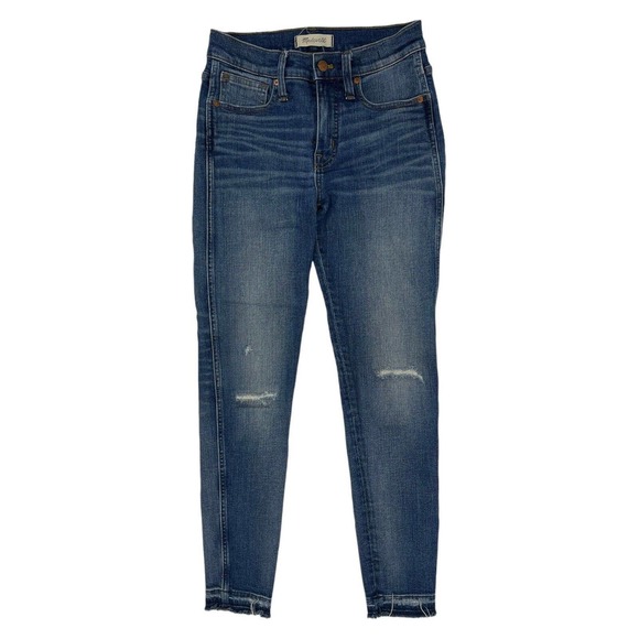 Madewell Denim - Madewell High Rise Skinny Jeans Size 26 Dark Wash Denim Jeans Frayed Hem
